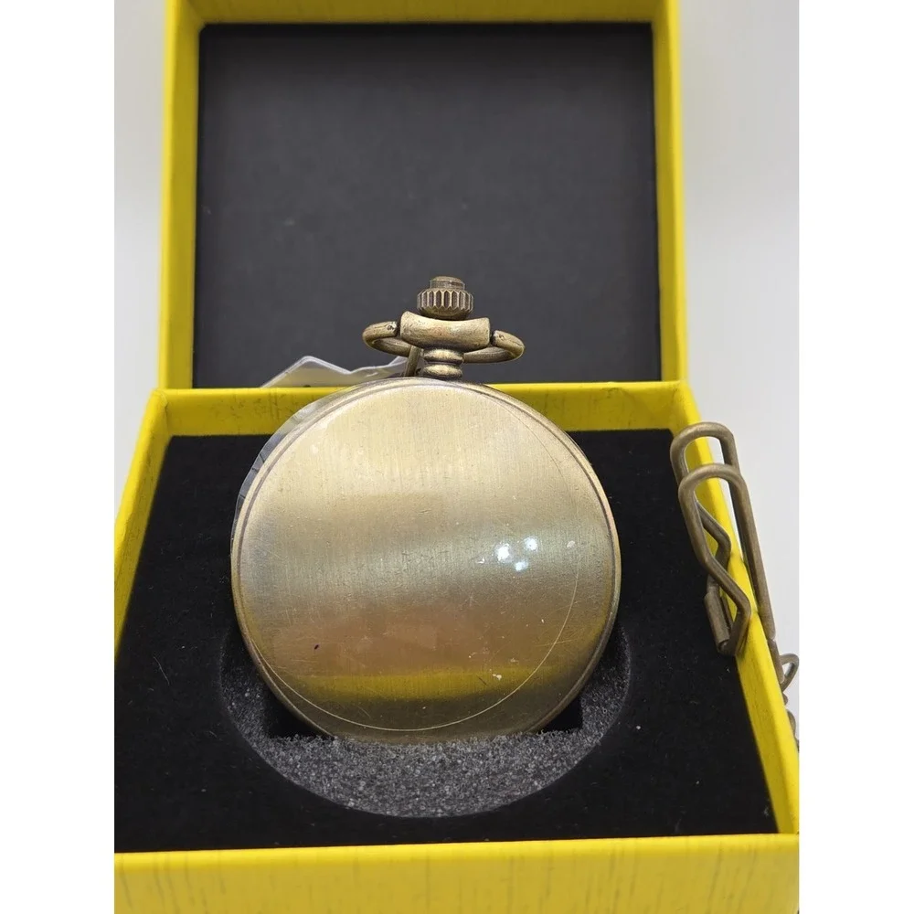 NIB Invicta 49008 Goldtone Pocket Watch  W/ USA, American Eagle,Flag Stars,Chain